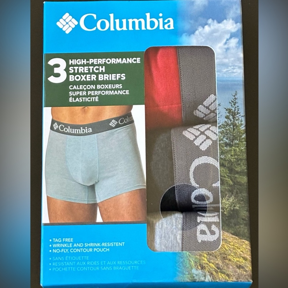 COLUMBIA Men’s High Performance Stretch Boxer Briefs Tag Free SIZE MEDIUM NEW